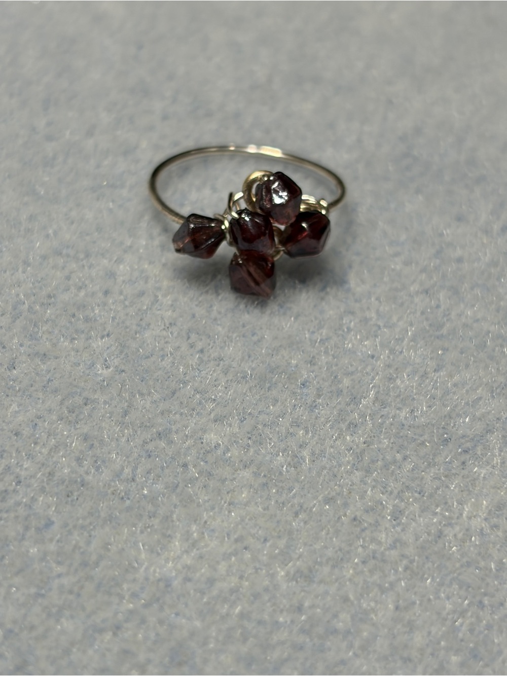 Sterling-Inspired Ring with Deep Garnet Bead Cluster